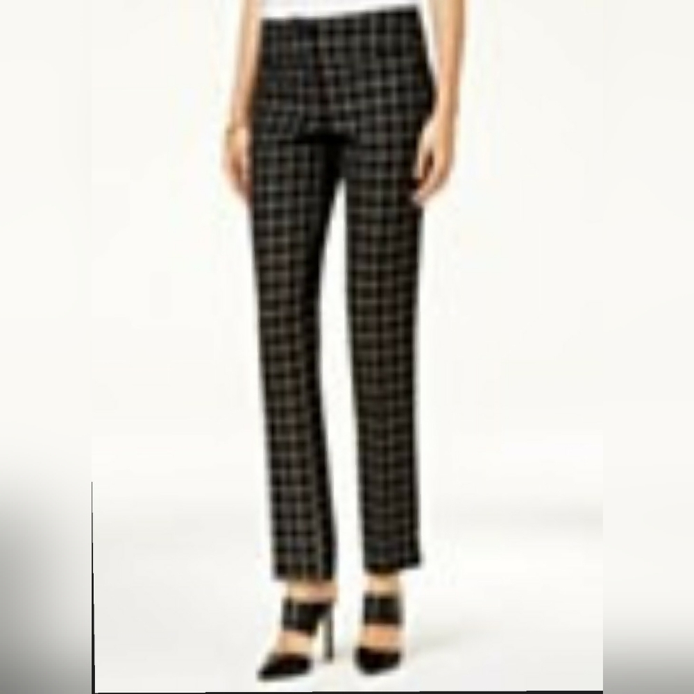 Brand NWT'S BCX Printed Magic-Waist Straight Pants - Black/White Plaid - SIZE 9